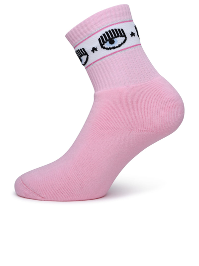 Shop Chiara Ferragni Pink Cotton Blend Socks In Fairy
