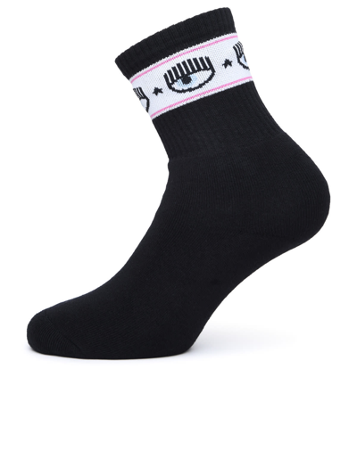 Shop Chiara Ferragni Black Cotton Blend Socks In Nero
