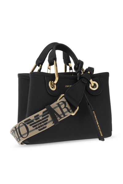Shop Emporio Armani Logo Detailed Tote Bag In Nero/silver