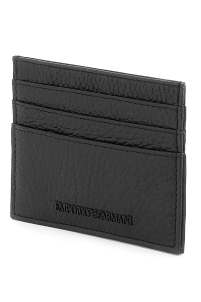 Shop Emporio Armani Grained Leather Cardholder In Nero