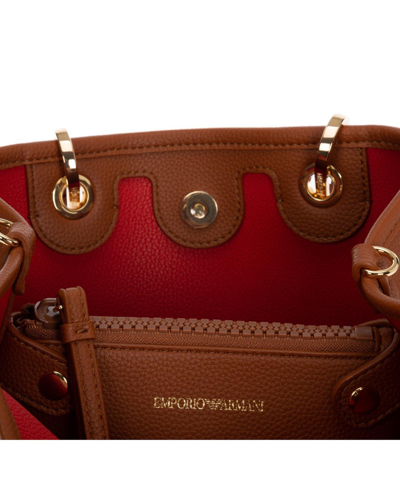 Shop Emporio Armani Logo Detailed Handbag In Cuoio/rosso
