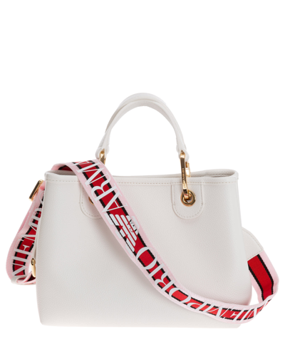 Shop Emporio Armani Myea Small Small Handbag In Bianco/cuoio