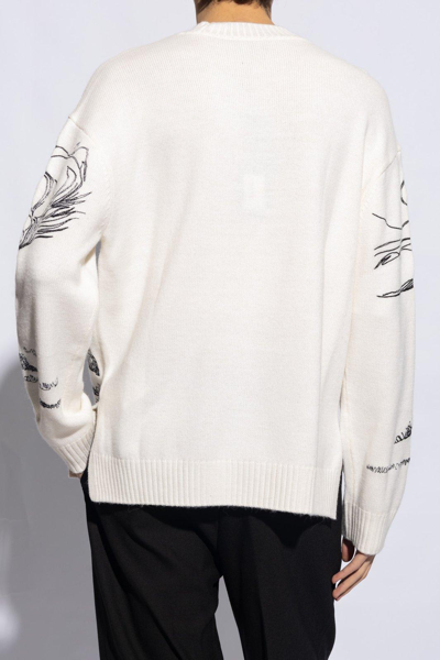Shop Emporio Armani Wool Sweater In Bianco Latte