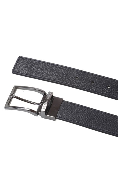 Shop Emporio Armani Leather Belt In Blu/blu