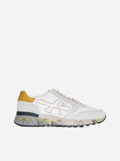 Shop Premiata Mick Suede, Nylon And Leather Sneakers In Offwhite