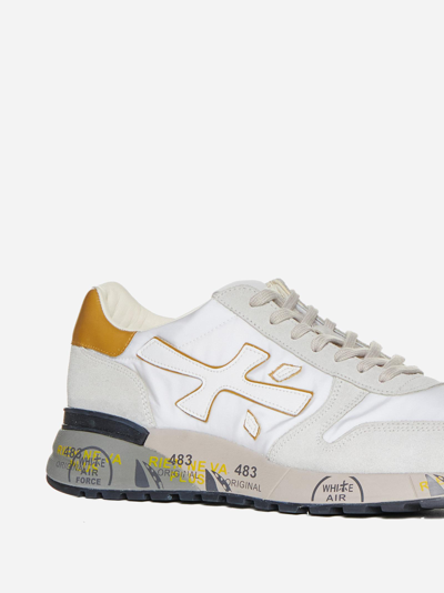 Shop Premiata Mick Suede, Nylon And Leather Sneakers In Offwhite