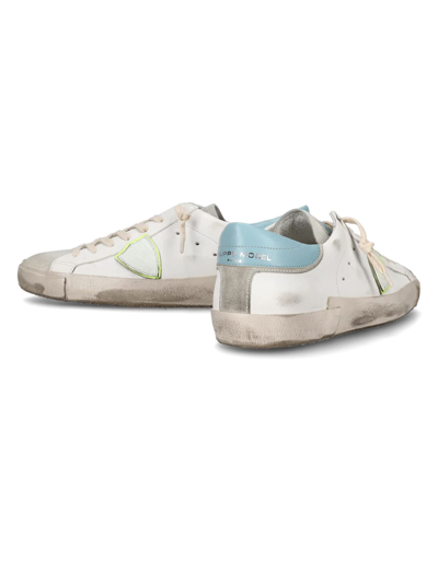 Shop Philippe Model Prsx Sneaker White, Grey And Light Blue In Gris Azul