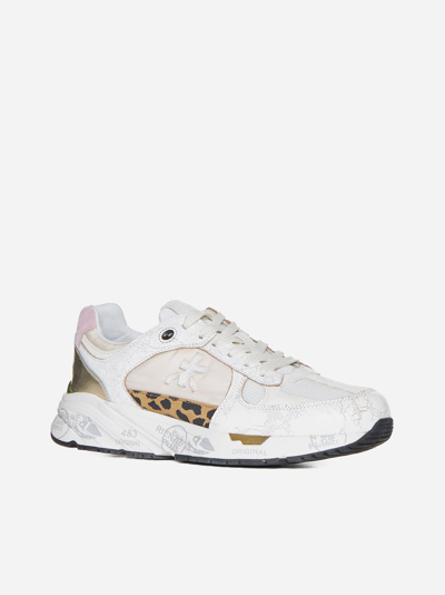 Shop Premiata Mased Leather, Suede And Nylon Sneakers In Multicolor