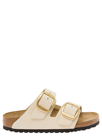 Shop Birkenstock Arizona Big Buckle Ecru, Nubuck Leather