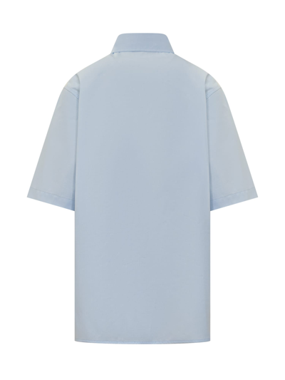 Darkpark Cotton Poplin Oversized Shirt With Pocket In Azzurro