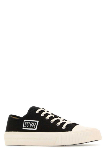 Shop Kenzo Logo Embroidered Low-top Sneakers In Nero