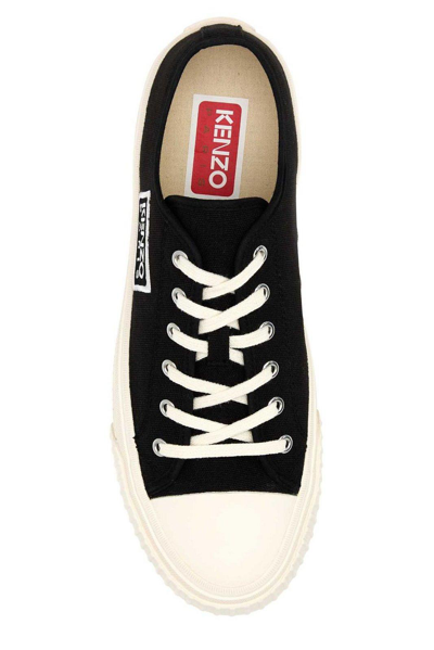 Shop Kenzo Logo Embroidered Low-top Sneakers In Nero