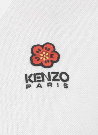 Shop Kenzo Logo Embroidered Short-sleeved Polo Shirt In Bianco