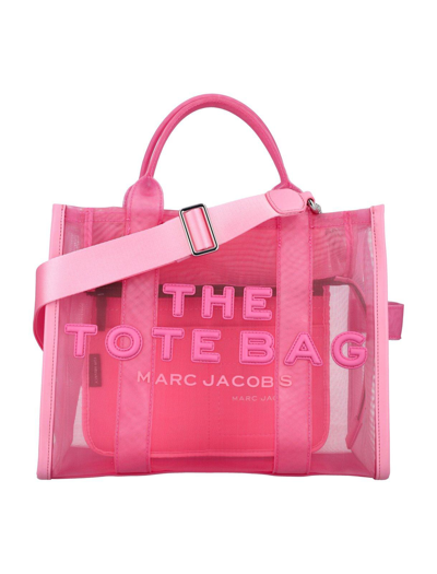 Shop Marc Jacobs The Mesh Medium Tote Bag In Fucsia