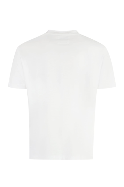 Shop Emporio Armani Cotton Blend T-shirt In Bianco