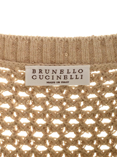 Shop Brunello Cucinelli Sparkling Net Sleeveless Top In Cammello