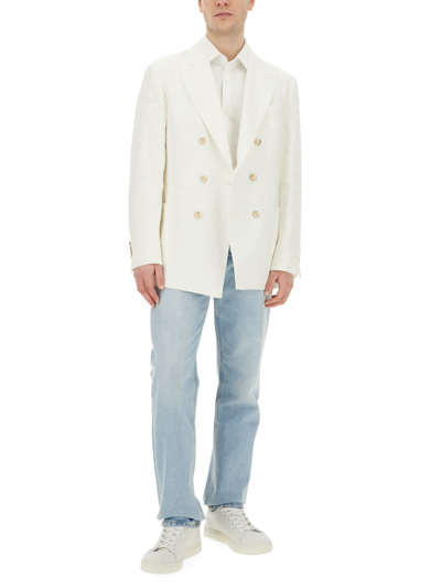 Shop Brunello Cucinelli Double-breasted Jacket In Bianco
