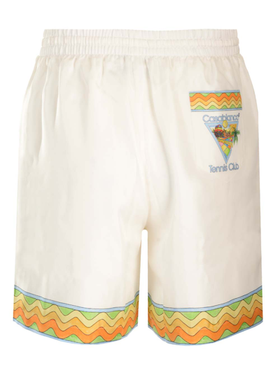 Shop Casablanca Silk Bermuda Shorts In Bianco