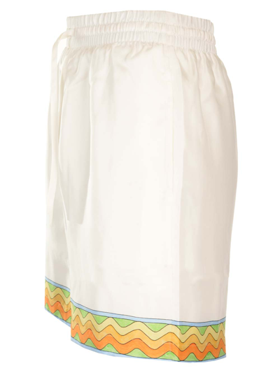 Shop Casablanca Silk Bermuda Shorts In Bianco
