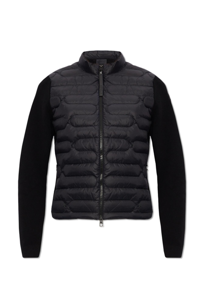 Shop Moncler Cardigan With Down Front In Nero