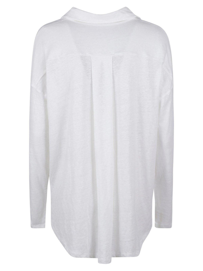 Shop Majestic Collared Long-sleeve Shirt In Bianco