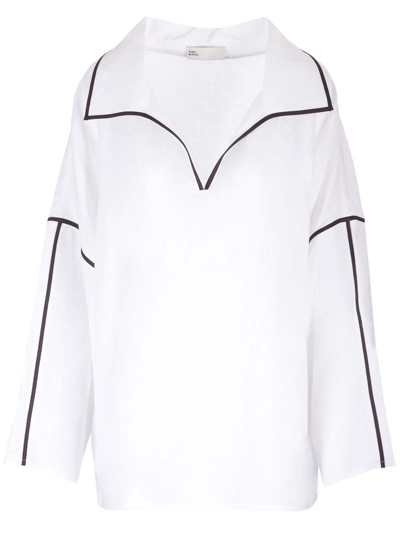 Shop Tory Burch Loose-fitting White Linen Shirt In Bianco