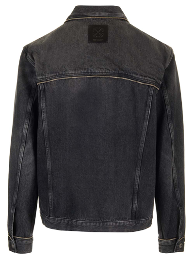 Shop Off-white Relaxed Fit Denim Jacket In Nero