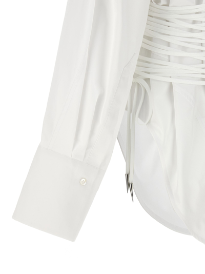 Shop Mugler Laced-up Shirt In Bianco
