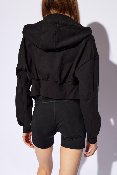 Shop Adidas By Stella Mccartney Cropped Hoodie With Logo In Nero