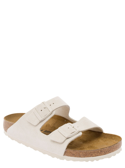 Shop Birkenstock Arizzona Classic Unisex - Authentic Traditionalist/inspired Street Suede In Bianco
