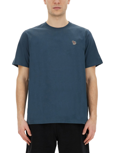 Shop Ps By Paul Smith Zebra T-shirt In Blu
