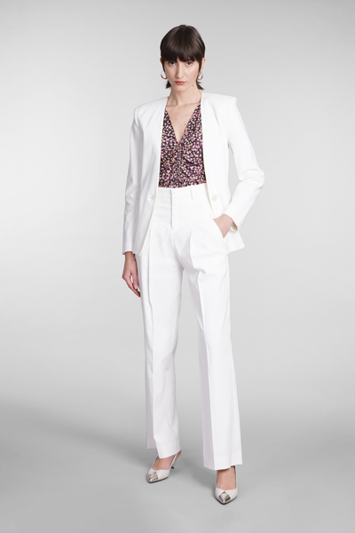 Shop Isabel Marant Staya Pants In White Cotton In Bianco