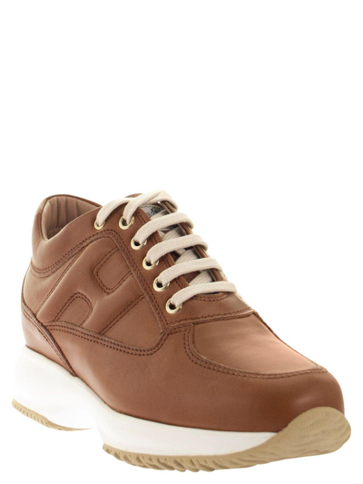 Shop Hogan Interactive Lace-up Sneakers In B Cuoio