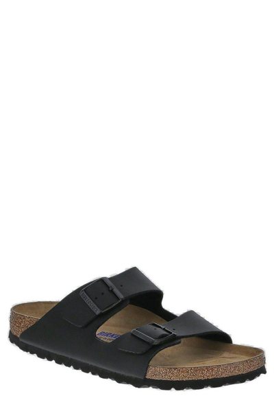 Shop Birkenstock Buckle Detailed Slip-on Sandals In Nero