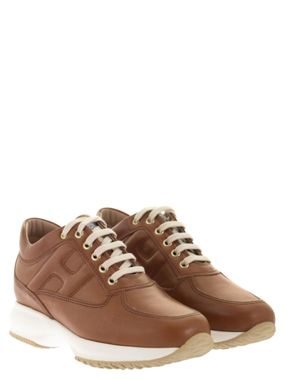Shop Hogan Interactive Lace-up Sneakers In B Cuoio