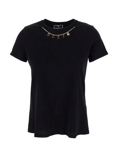 Shop Elisabetta Franchi Chain T-shirt In Nero