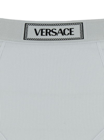 Shop Versace Underwear Cotton Slip In Bianco