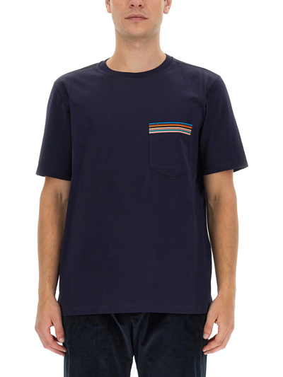 Shop Paul Smith T-shirt With Logo In Blu Navy