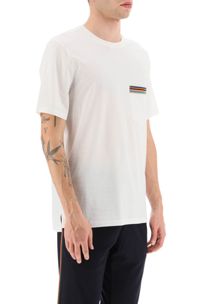Shop Paul Smith Signature Stripe Pocket T-shirt In Bianco
