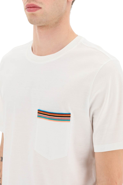Shop Paul Smith Signature Stripe Pocket T-shirt In Bianco