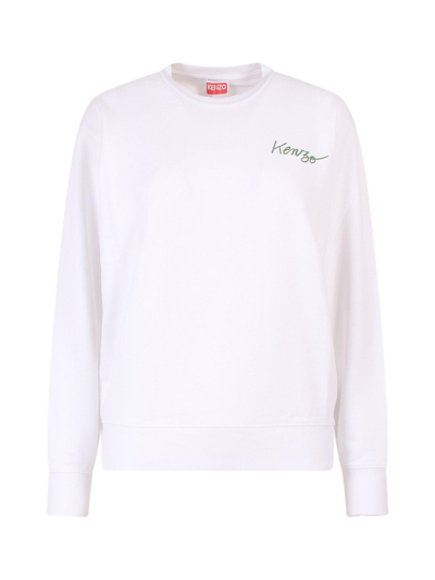 Shop Kenzo Floral Printed Crewneck Sweatshirt In Bianco