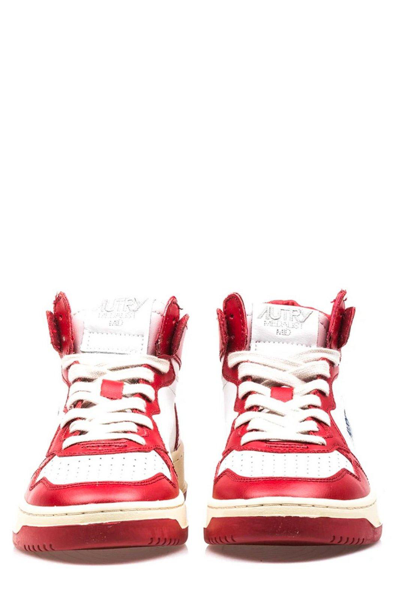 Shop Autry Medalist High-top Sneakers In Bianco E Rosso