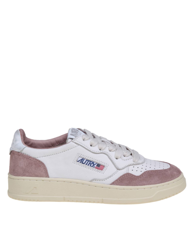 Shop Autry White And Nude Leather And Suede Sneakers In Bianco E Beige