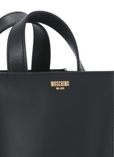 Shop Moschino Leather Shoulder Bag In Nero