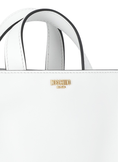Shop Moschino Leather Shoulder Bag In Bianco