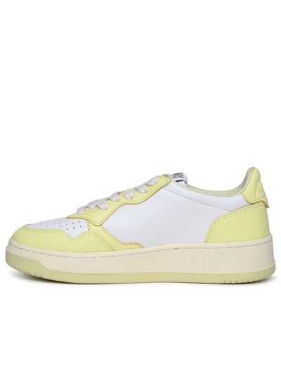 Shop Autry Medalist Yellow Leather Sneakers In Bianco