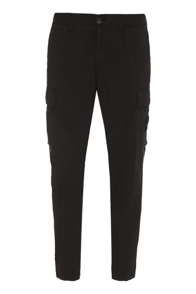 Shop Stone Island Cotton Cargo-trousers In Black
