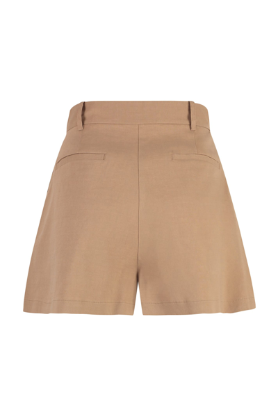 Shop Pinko Sorridente Cotton Shorts In Brown