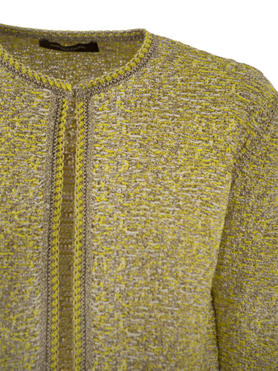 Shop Fabiana Filippi Short Tweed Cardigan In Bianco/sole/oro