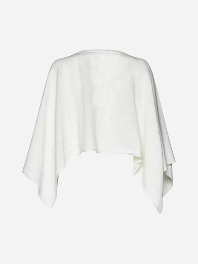 Shop Fabiana Filippi Cotton And Linen Cape In Bianco